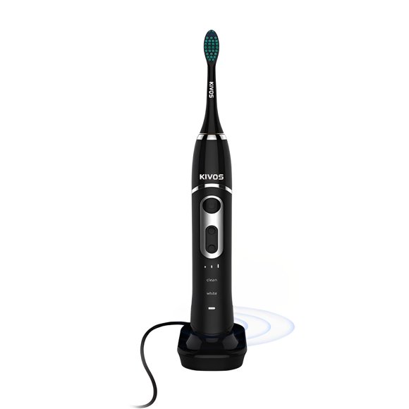 KIVOS S61 Rechargeable Electric Toothbrush for Adults – 32,000 VPM Sonic Clean, 6 Mode Settings, 2 Brush Heads – Perfect Gift for Healthy Smiles - Black