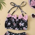 thumbnail image 6 of XFHLMJFF Toddler Summer Girls Bowknot Cow Printed Ruffles Two Piece Swimwear Swimsuit Bikini With Hat 12-18M, 6 of 8