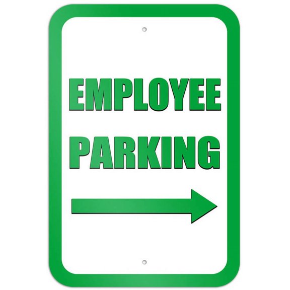 Employee Parking Right Arrow Green Sign