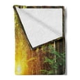 thumbnail image 2 of Forest Soft Flannel Fleece Throw Blanket, Reflection Deep in the Forest Birches Trees Nature Fall Fantasy Scenery, Cozy Plush for Indoor and Outdoor Use, 50" x 60", Green Brown, by Ambesonne, 2 of 5