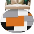 thumbnail image 2 of Orange Black Grey Round Area Rug 5 FT, Non Slip Bedroom Area Rug, Middle Century Irregular Geo Abstract Art Washable Soft Circular Carpet Floor Mat for Kitchen Dining Room Foyer Balcony Dorm, 2 of 9