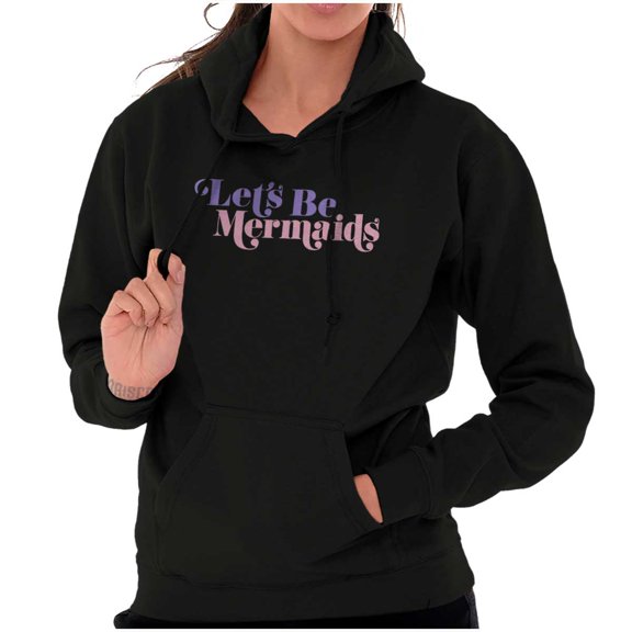 Let's Be Mermaids Cute Beach Day Women Plus Size Graphic Pullover Hoodie Brisco Brands 2X
