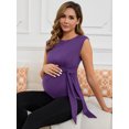 thumbnail image 5 of DARING DIVA Women's Tie Front Belted Cap Sleeve Maternity Blouse XL Purple, 5 of 7