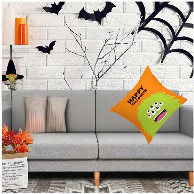 YOTQUSKI Fundas de almohada de Halloween, fundas de almohada de Halloween, fundas de almohada de calabaza con linternas, funda de cojín negra de murciélago de terror, fundas de almohada espeluznantes
