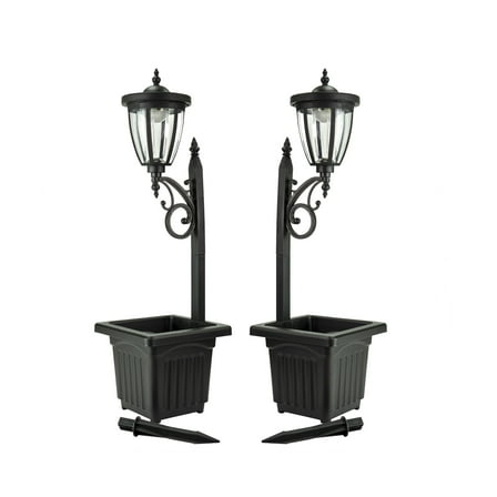 SunRay Cambrian Multi Function Solar Lamp Post and Planter, Wall Mount, Stake Light/Two Pack - Black