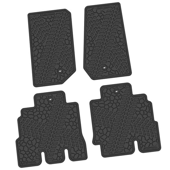Flextread Floor Mats for 07-13 Jeep Wrangler JKU 4-Door - Mopar Licensed Factory Fit - Black w/ No Insert - 100% Made in USA