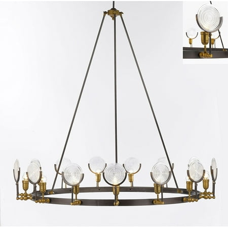 Iron Vintage Barn Metal Spotlight Lens Chandelier Industrial Urban