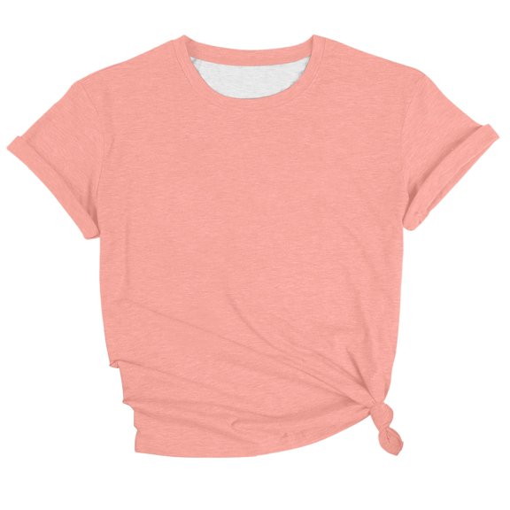 HCYSFG Womens Side Knot T Shirt Crew Neck Short Sleeve Tee Turn Up Cuffs Relaxed Fit Curved Hem Casual Summer Layering Top
