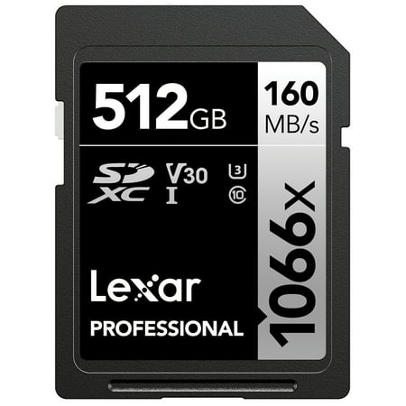 UPC: 0843367122400 | Lexar LSD1066512G-BNNNU Professional Silver Series 1066x SDXC UHS-I Card (512 GB)