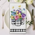 thumbnail image 5 of Pansy Flower Spring Summer Kitchen Dish Towels Set of 2, Life is A Beautiful Ride Bike Mason Jar Hand Towels Drying Baking Cooking Cloth, Buffalo Plaid Farmhouse Home Kitchen Decor 18x26 Inch, 5 of 5