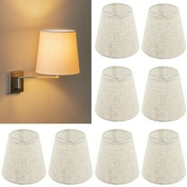 8 PCS 5 Inch Chandelier Lamp Shades,Mini Barrel Lampshades Clip On for Table Lamp Wall Lamp Replacement, Natural Linen Mini Lamp Shade,3.5x5x5.5in (Top Height Bottom)
