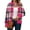 Hot Pink, variant on FDGIU Women's Plaid Flannel Hooded Shacket - Long Sleeve Zipper & Pockets for Casual Outdoor Activities
