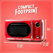 Nostalgia 0.7 cu ft Retro Microwave Oven, 700W Countertop Microwave Oven with Digital Clock, Red