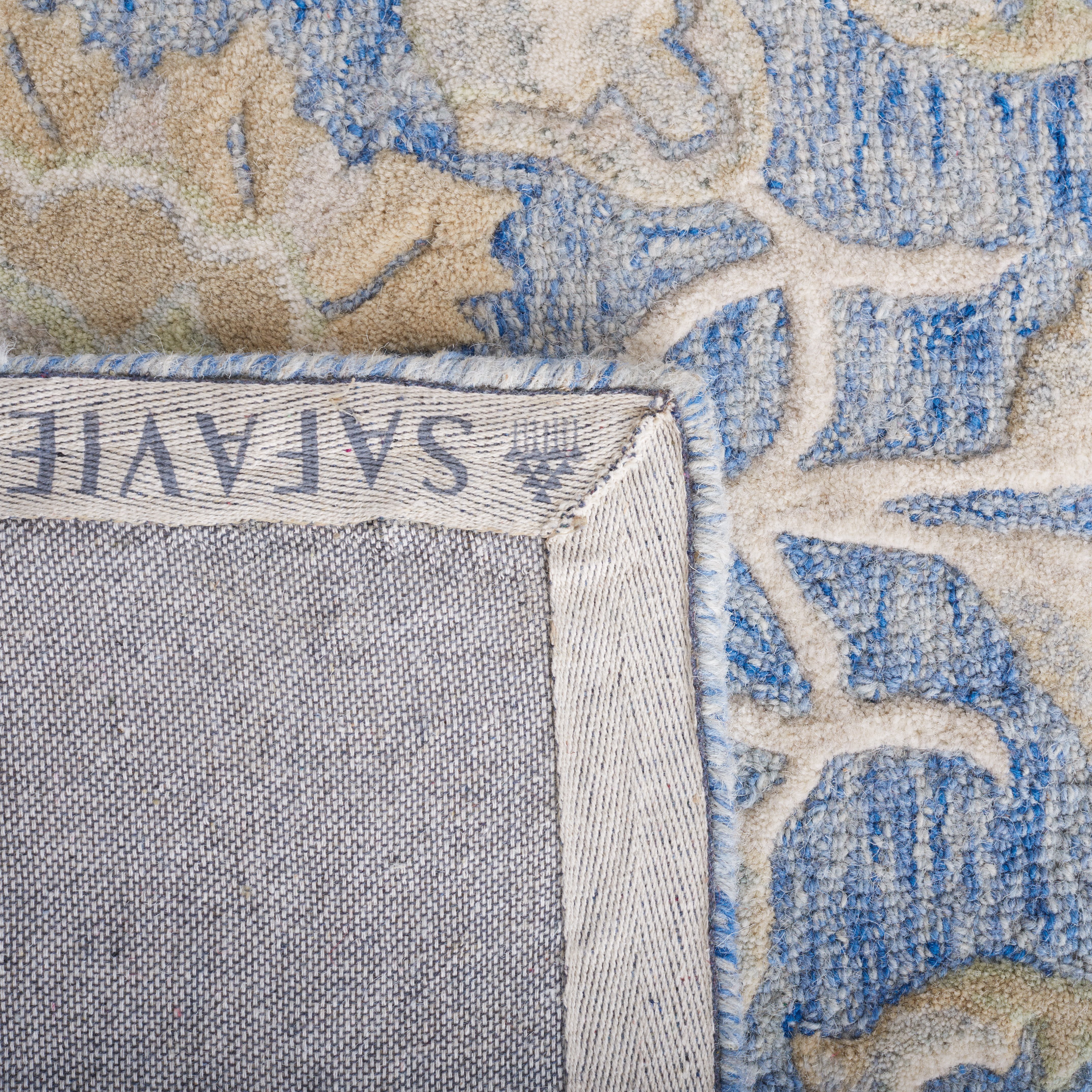 SAFAVIEH Glamour Catrine Bordered Wool Area Rug, Blue/Beige, 6' x 6' Round