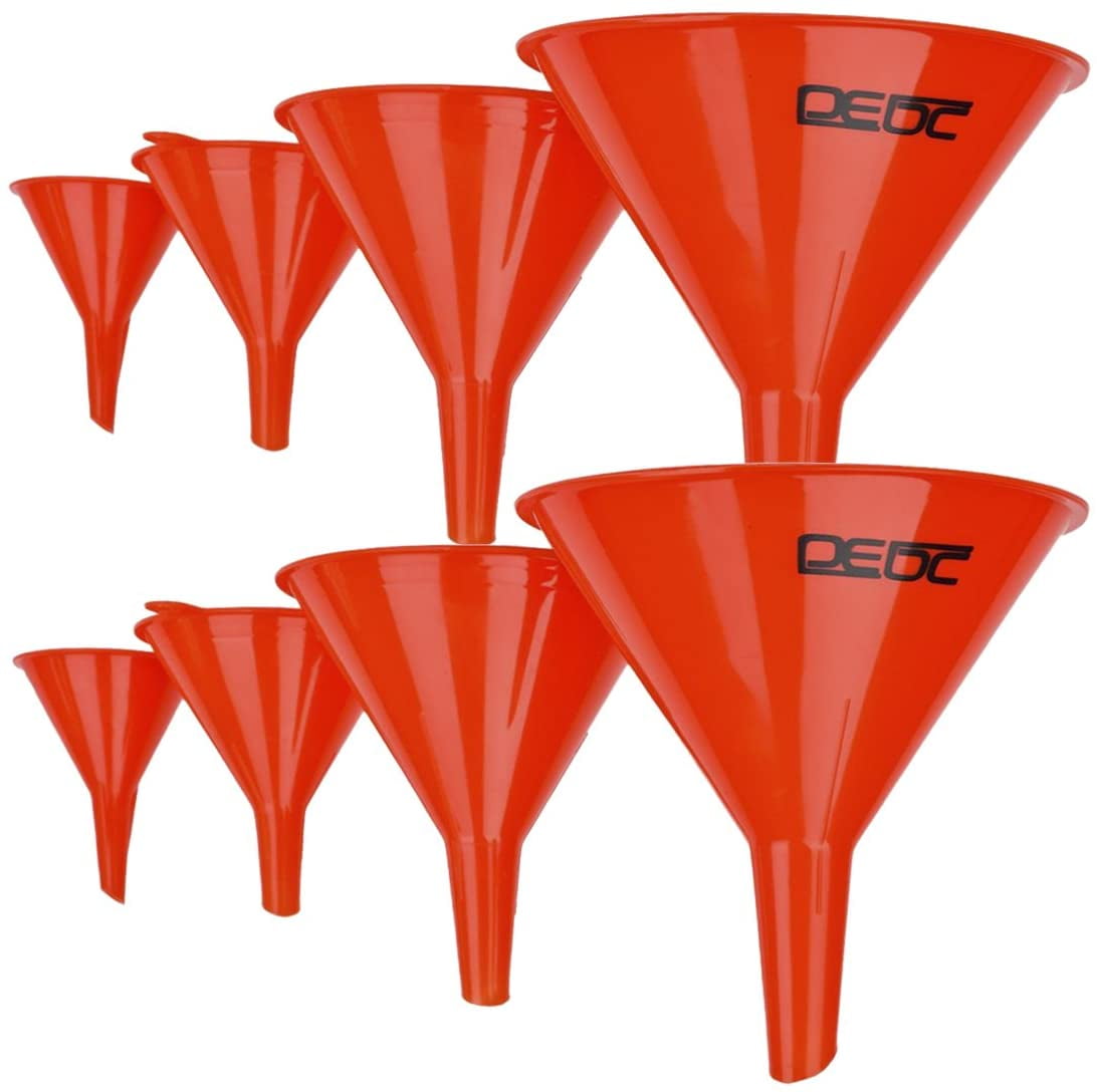 RealPlus 2 Set of 8pcs Durable Plastic Red Funnel for Car Automotive Home 