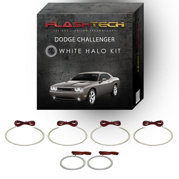 Flashtech White Angel Eye LED Halo kit for 08-13 Dodge Challenger Headlight & Fog Lights