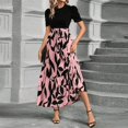 thumbnail image 5 of Summer Dresses for Women 2052 Floral Print Wrap Short Sleeve Maxi Dress Patchwork Ruffle A Line Dress, 5 of 6