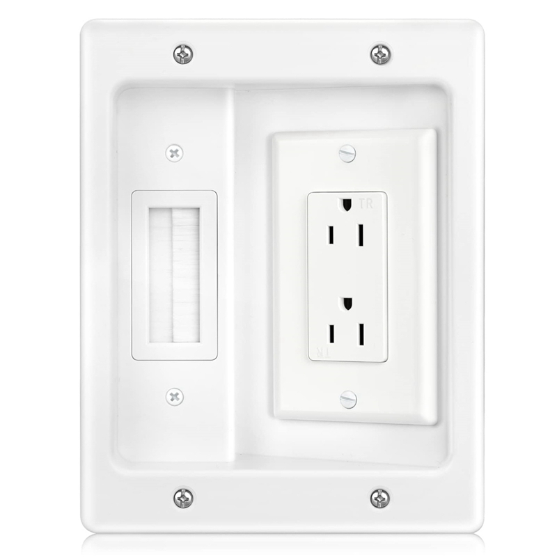 Recessed Outlet Box in Wall Cable Management Kit 15A 125V Hide TV Power Cables & Low Voltage Wires Behind the Wall