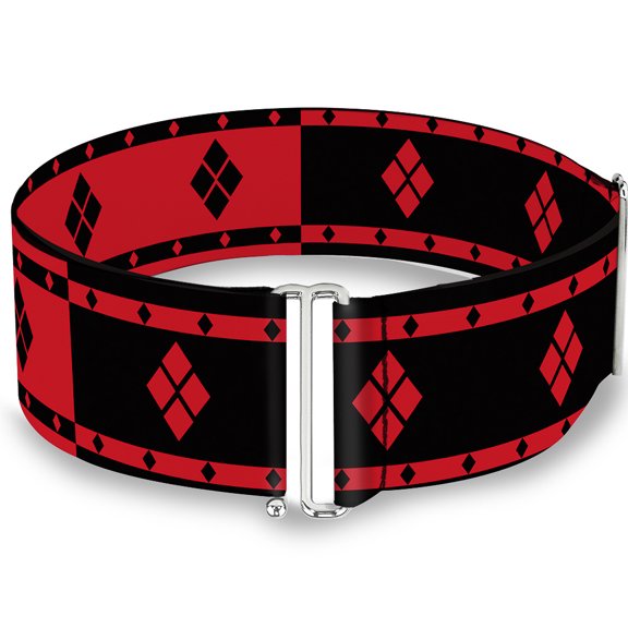 Harley Quinn Diamonds Stripe Split Red Black Red Cinch Waist Belt ONE SIZE