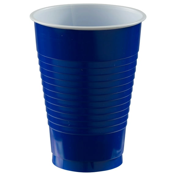 Elegani 12 oz. Plastic Disposable Cups - Pack of 20 - for Parties, Picnics, and Everyday Use-Royal Blue