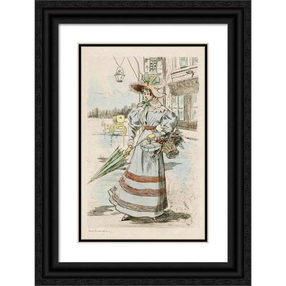 Henri Boutet 17x24 Black Ornate Framed Double Matted Museum Art Print Titled: 1927 Nineteenth Century Female Modes (1908)