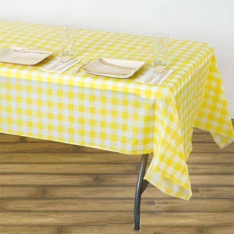 Efavormart Buffalo Plaid Tablecloth 54" x 108" White/Yellow