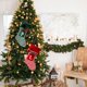 thumbnail image 4 of Medias navideñas bordadas con monograma inicial de 15,8 x 7,8 pulgadas, medias navideñas tejidas a rayas con letras rojas, blancas y verdes para decoración familiar, fiestas y chimeneas de Navidad., 4 of 5