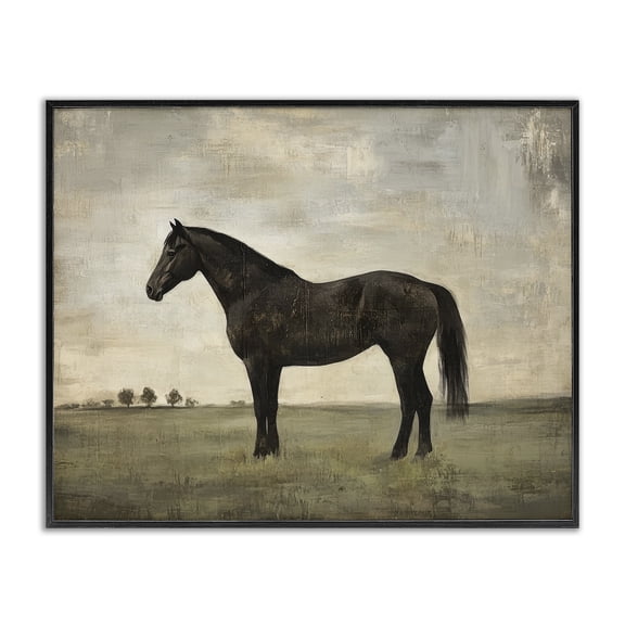 Stupell Industries Rustic Lodge Distressed Horse Portrait Black Framed Giclee Art, 14 x 11, by Petals Prints Design