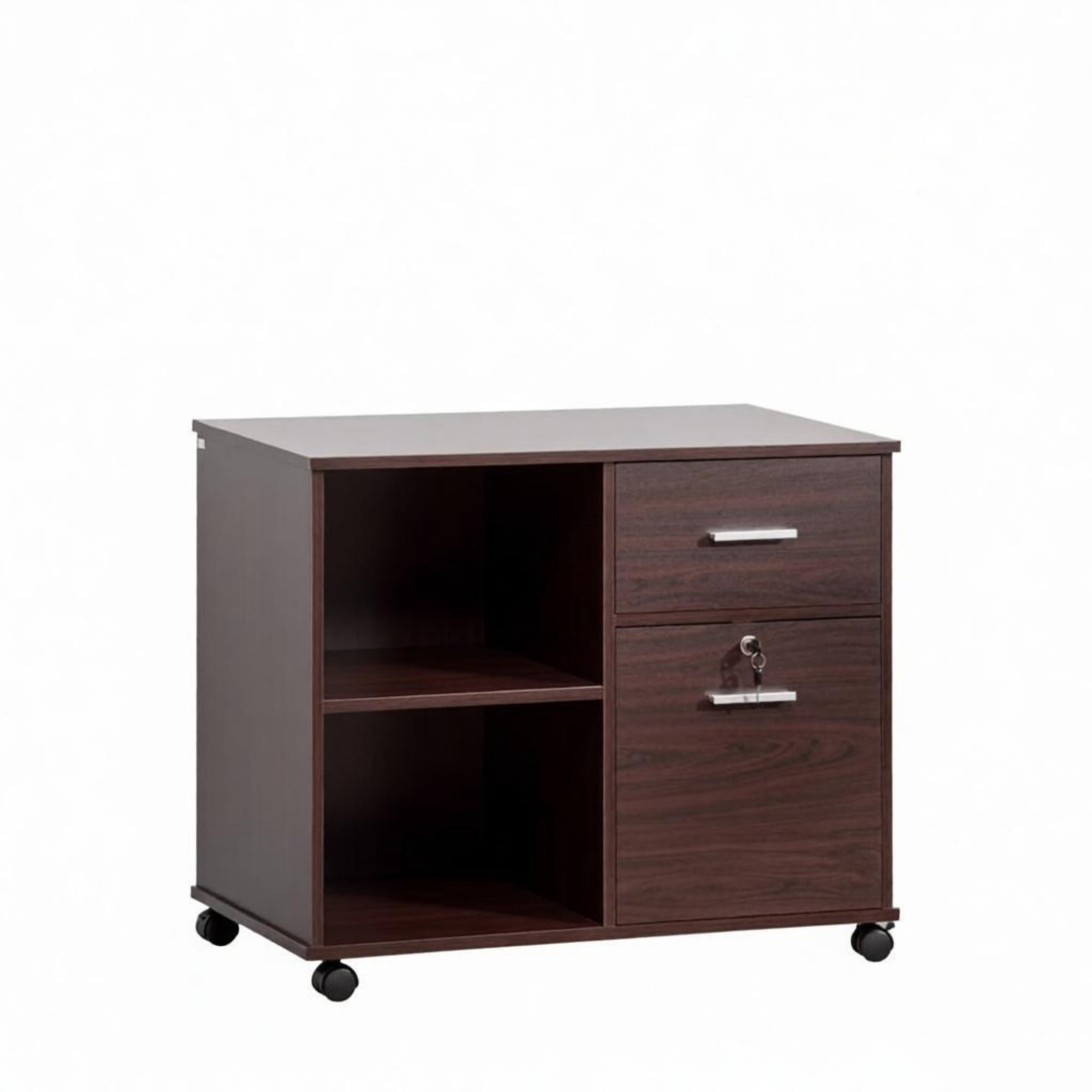 Printer Cabinet with Lockable Drawer and Rolling Casters for Office