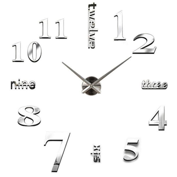 Espejo 3D Etiqueta de la pared Reloj Acrílico Espejo decorativo Reloj Hogar Habitación Herramienta de decoración de bricolaje Scienceny HA7247-01B