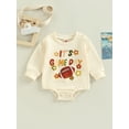 thumbnail image 2 of Bagilaanoe Newborn Baby Girl Boy Oversized Romper Sweatshirt Long Sleeve Bodysuit Letter Rugby Print Pullover 6M 12M 18M 24M Infant Casual Tee Tops, 2 of 7