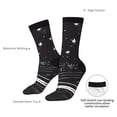 thumbnail image 4 of Daiia Star Gazing Cat Illustration Print Crew Socks – Soft Breathable Long Socks for Men & Women, Moisture-Wicking & Comfortable Daily Wear Socks, One-Size Fits Most (US 5-11), 4 of 6