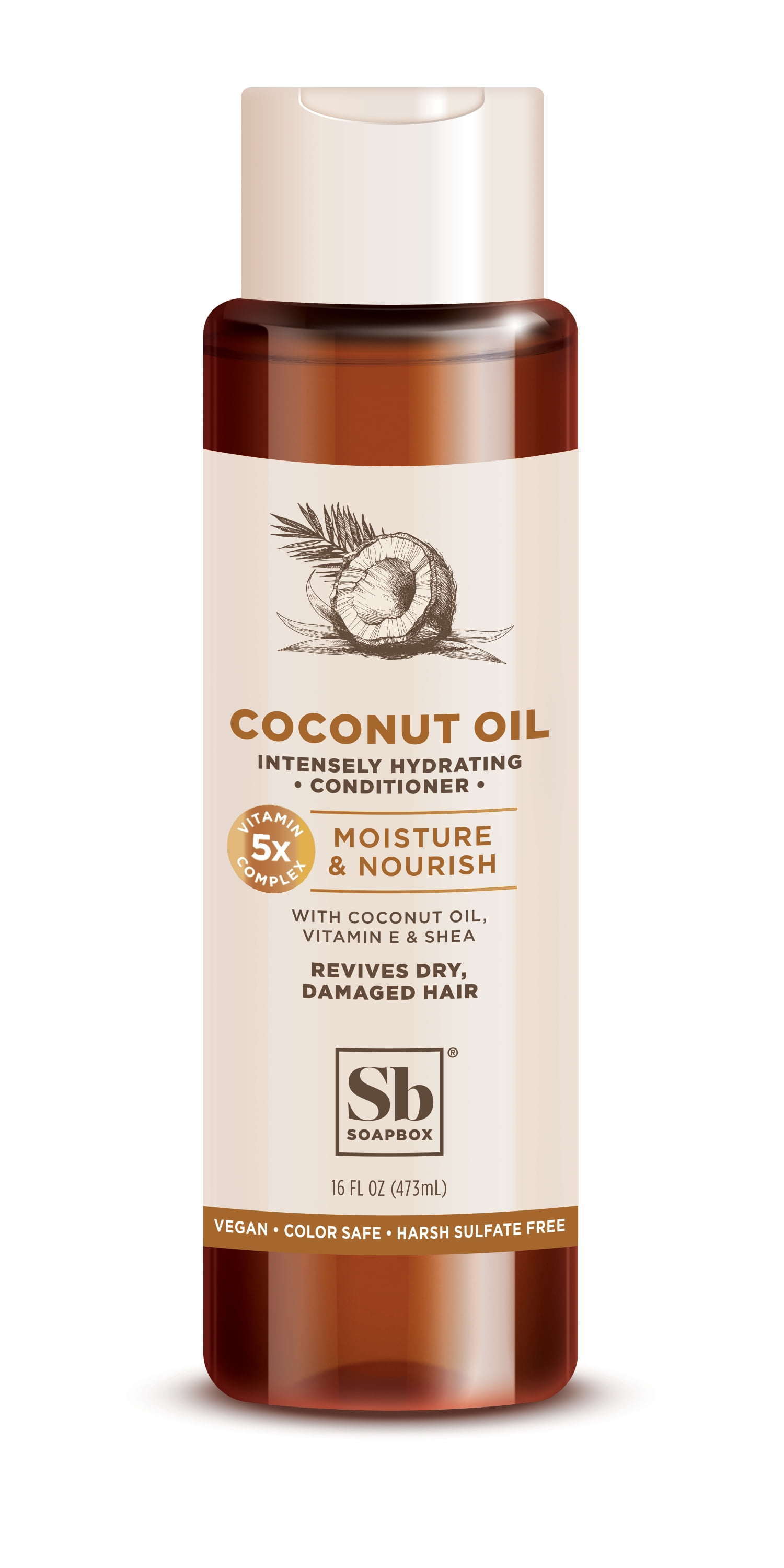 Soapbox Coconut Oil Moisture & Nourish Conditioner with Shea Butter, 16 oz