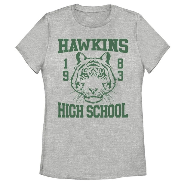 Stranger Things - Camiseta Hawkins High School para Mujer (Gris Jaspeado)