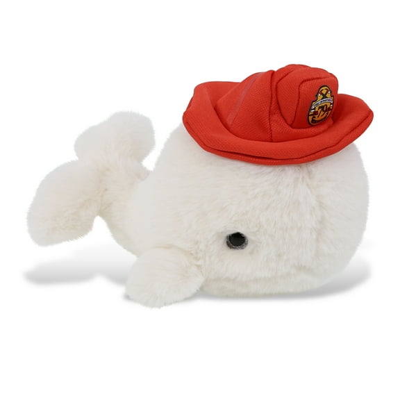 DolliBu White Whale Firefighter Stuffed Animal - Super Soft Whale Fireman Toy with Red Fireman Hat Outfit, Cute Ocean Life Animal Fire Fighter Doll Plush Toy for Kids and Adults - 7 Inch