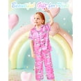 thumbnail image 3 of Conjunto de Pijamas Sylfairy para Niñas de Seda Satinada Rosa con Gato para 7-8 Años, 3 of 6