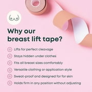 Boob Tape, Breast Lift Tape for Contour Lift & Fashion | Boobytape Bra Alternative of Breasts | Body Tape for Lift & Push up in All Clothing Fabric Dress Types | Waterproof Sweat Proof Bob Tape Beige