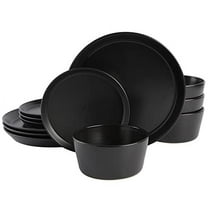 Gibson Soho Lounge Rachel 12 Piece Coupe Dinnerware Set, Matte Black