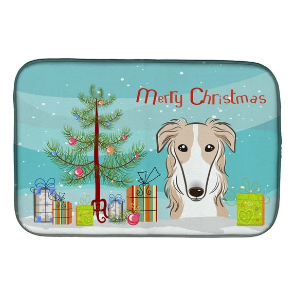 Christmas Tree and Borzoi Dish Drying Mat