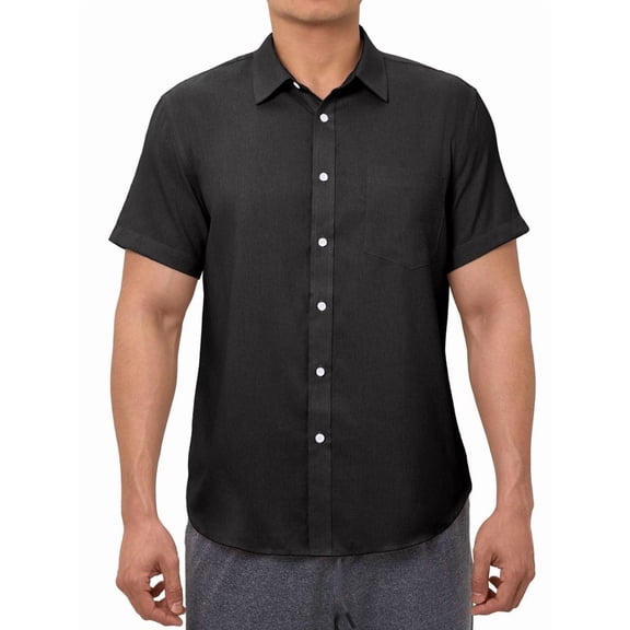 Youclos Men's Linen Shirt Short Sleeve Button Down with Pocket
