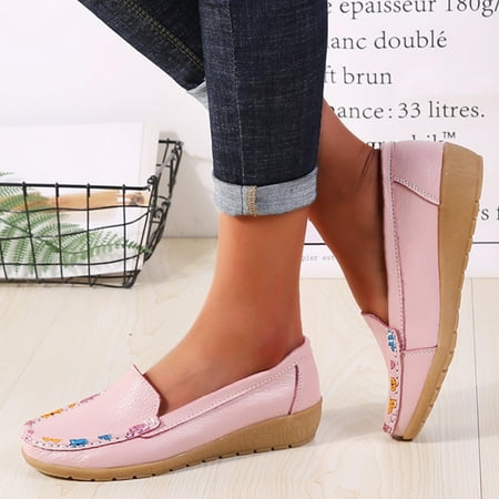 

Women Shoes Slip On Women Comfort Walking Flat Loafers Casual Shoes Driving Loafers Walking Shoes For Women Pink 7.5