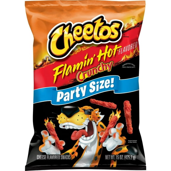 Cheetos Crunchy Flamin' Hot Cheese Puff Chips, 15oz Bag-Pack Of 2