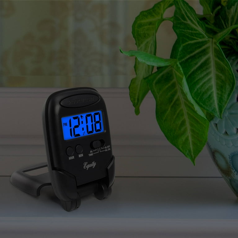 Equity by La Crosse Black LCD Fold-up Travel Alarm Clock