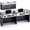 Black and white, variant on Esheno Reception Desk with LED Lights and Drawer Solid Wood Construction Spacious Desktop Large Storage Cabinet 63 inch for Office Hotel Front Desk