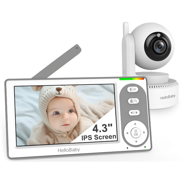Monitor de vídeo para bebés HelloBaby de 4,3 pulgadas con batería de 30 horas y 1000 pies