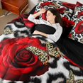 thumbnail image 4 of Feelyou 3D Red Rose Twin Bedding Sets 7-Piece for Women, Romantic Butterfly Animal Bedding Comforter Set, Fashion Rustic Cow Print Reversible Sheet Sets, Super Cozy Room Decor, 4 of 8