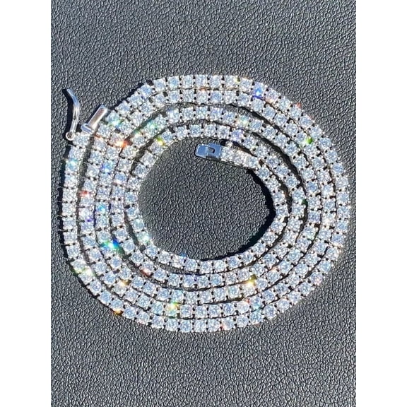 18" In 4MM 00Ct Round Lab Created Diamond Tennis Necklace Chain 14K White Gold Plated