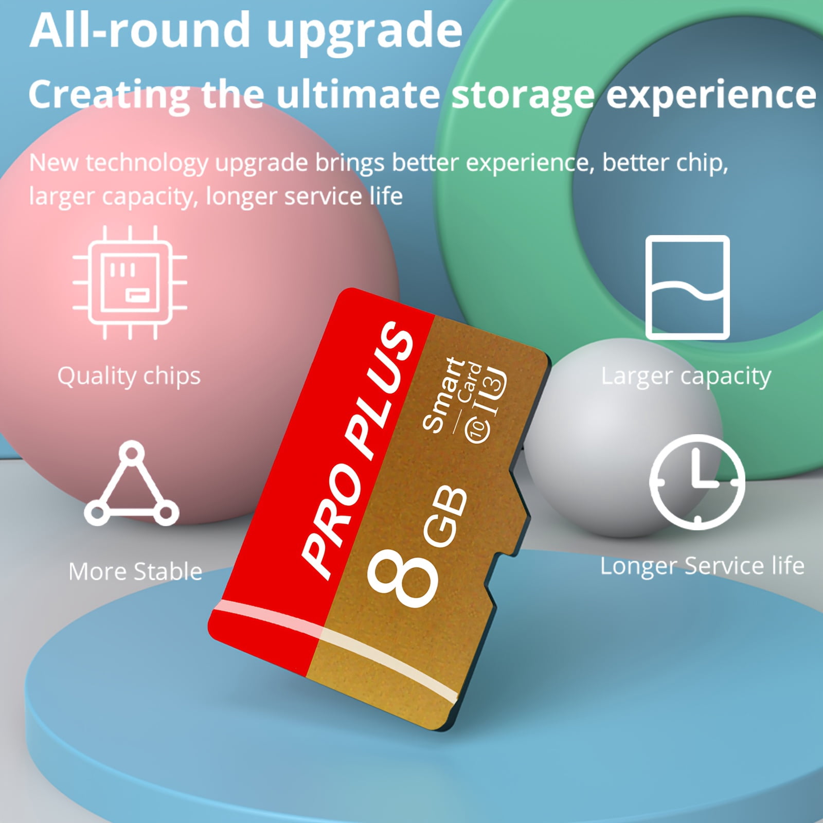 [5-Pack] 8GB 4GB 2GB 1GB Micro SD Card with Adapter, UHS-I Class 10 TF Memory Card for Phone, Camera, Car Audio, Game Console, Security Camera - Small Capacity Bundle