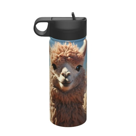 

Qekee Fluffy Alpaca Mountain Meadow Print 18OZ Sports Insulated Kettle Coffee Mug Travel Tea Mug Thermos Cup 18 Stainless Steel Water Bottle For Running Hiking Cycling