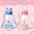thumbnail image 2 of Topekada 2 Pack 16oz Leakproof Kids Water Bottle - BPA Free Spill Proof Bottles with Auto Push Button & Carry Loop, Clear Reusable Drinking Bottles for School, Girls, Boys, 2 of 8